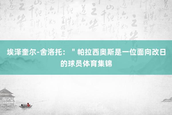 埃泽奎尔-舍洛托：＂帕拉西奥斯是一位面向改日的球员体育集锦